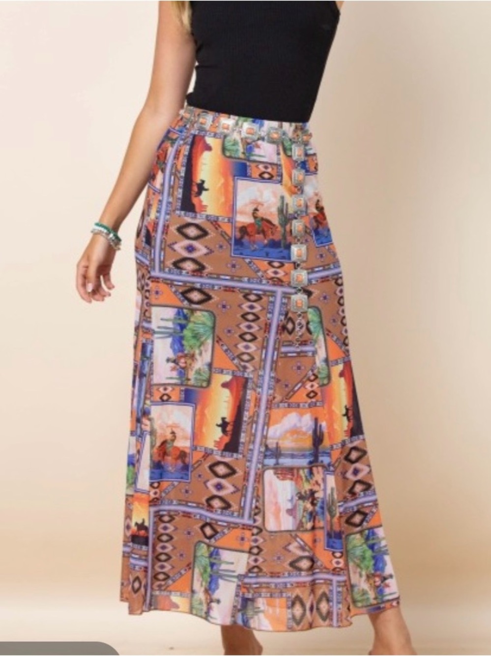 Desert Sunrise Mesh Maxi Skirt